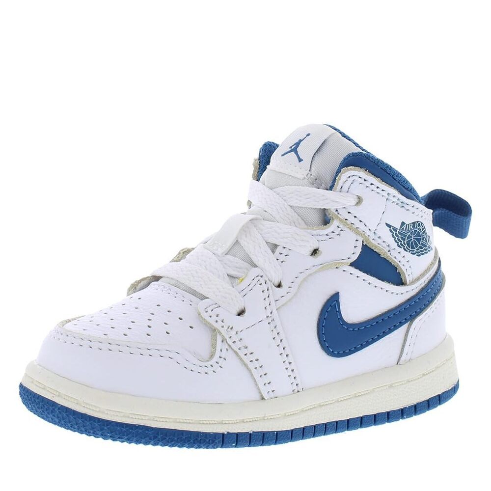 Jordan 1 Mid SE Baby/Toddler Shoes,White/Sail/Industrial Blue 5
